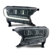 Headlights PAIR Bugatti Style LED Sequential fits Ford Ranger PX MK2 MK3 Wildtrak Raptor 2015 - 2020