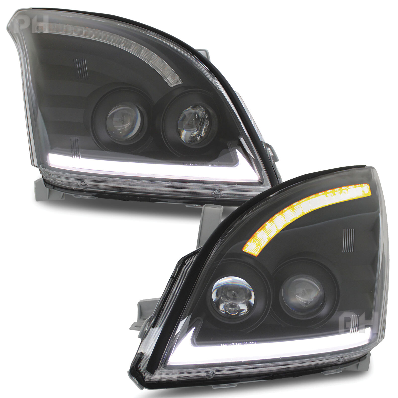 Headlights Pair Black Drl Style Fits Toyota Landcruiser Prado 120 Series 02 09 Panel House