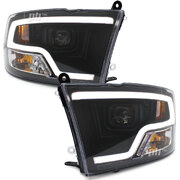 Black Headlights PAIR Bi-LED Projector With DRL fits Dodge RAM DS 2013 - 2020