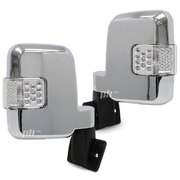 Door Mirrors Metal Base PAIR Chrome With Indicator fits Landcruiser 60 Series