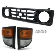 Grill + Corner Lights PAIR Black Fits Toyota Landcruiser 78 79 Series 1999-2007