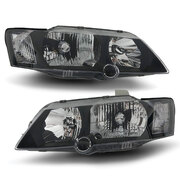 Headlights Black PAIR fits Holden Commodore VY SS SV6 SV8 02-04 LH + RH