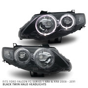 Headlights Black Halo PAIR fits Ford Falcon FG XR6 XR8 FPV GS 2008 - 2011