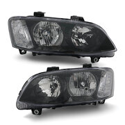 Headlights Black PAIR fits Holden Commodore VE SS SV6 2010 - 2013 LH + RH