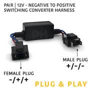 Negatively Switched H4 Headlight Conversion Wiring Adapters PAIR for LED Plug & Play