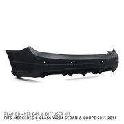 Rear Bumper & Diffuser AMG C63 Style Fits Mercedes C-Class W204 Series 2 11-14