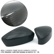 Dry Carbon Fibre Door Mirror Covers PAIR fits Mazda 3 BM BN Sedan & Hatch 2013 - 2019