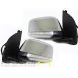 Door Mirrors PAIR Chrome Electric With Puddle Light fits Nissan Navara D40 07-14