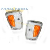 Corner Indicator Park Lights PAIR Chrome Fits Toyota Hilux 88-91 4WD