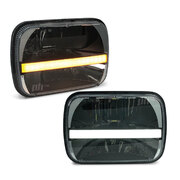 Universal Black Headlights LED DRL & Indicator PAIR 7x5 Inch Rectangle 