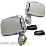 Door Mirror PAIR Chrome Skin Mount With Cap Fits Toyota Hilux 88-97