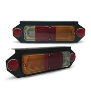 Tail Lights With Brackets PAIR Tray Back Ute Universal Red Amber & Clear QTY 2