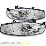 Mitsubishi CE Lancer 2 Door Coupe '98-'04 NEW Pair CHROME Headlights LH+RH ADR 