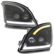 Headlights Black Sequential DRL Style Fits Toyota Landcruiser Prado 120 Series