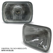 Headlights PAIR 7x5 Glass Lens with H4 Bulbs fits Toyota Hilux 1983 - 2005