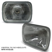 Headlights PAIR 7x5 Glass Lens H4 Bulbs fits Toyota Hiace 100 Series 1989 - 2005